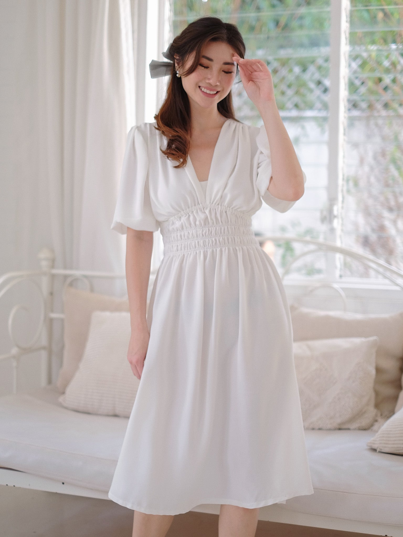 April midi dress - white