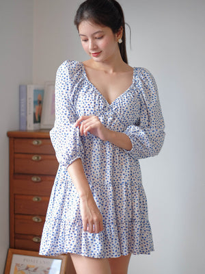 Caroline baby doll dress - blue peony