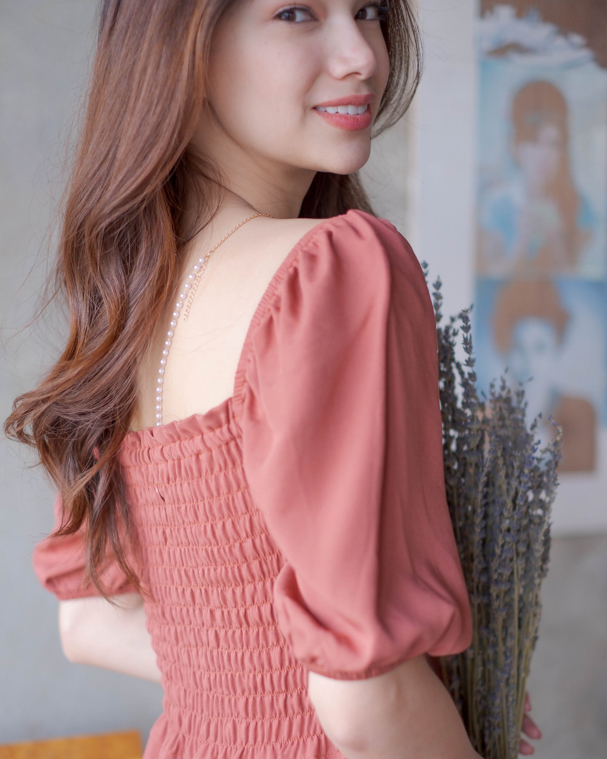 The Vanessa Midi Dress -  challis cotton blend rust