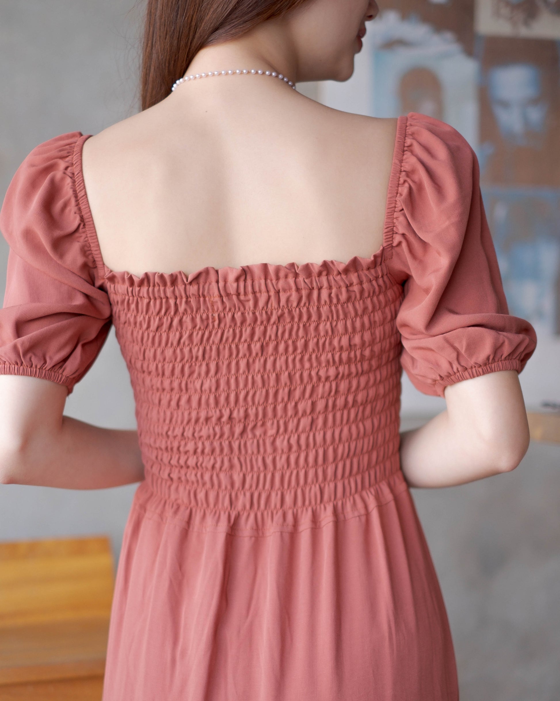 The Vanessa Midi Dress -  challis cotton blend rust