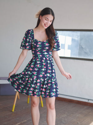 Greta knee length dress - Navy blue