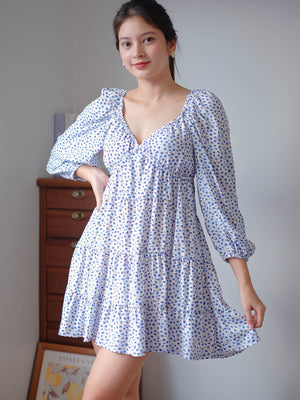 Caroline baby doll dress - blue peony