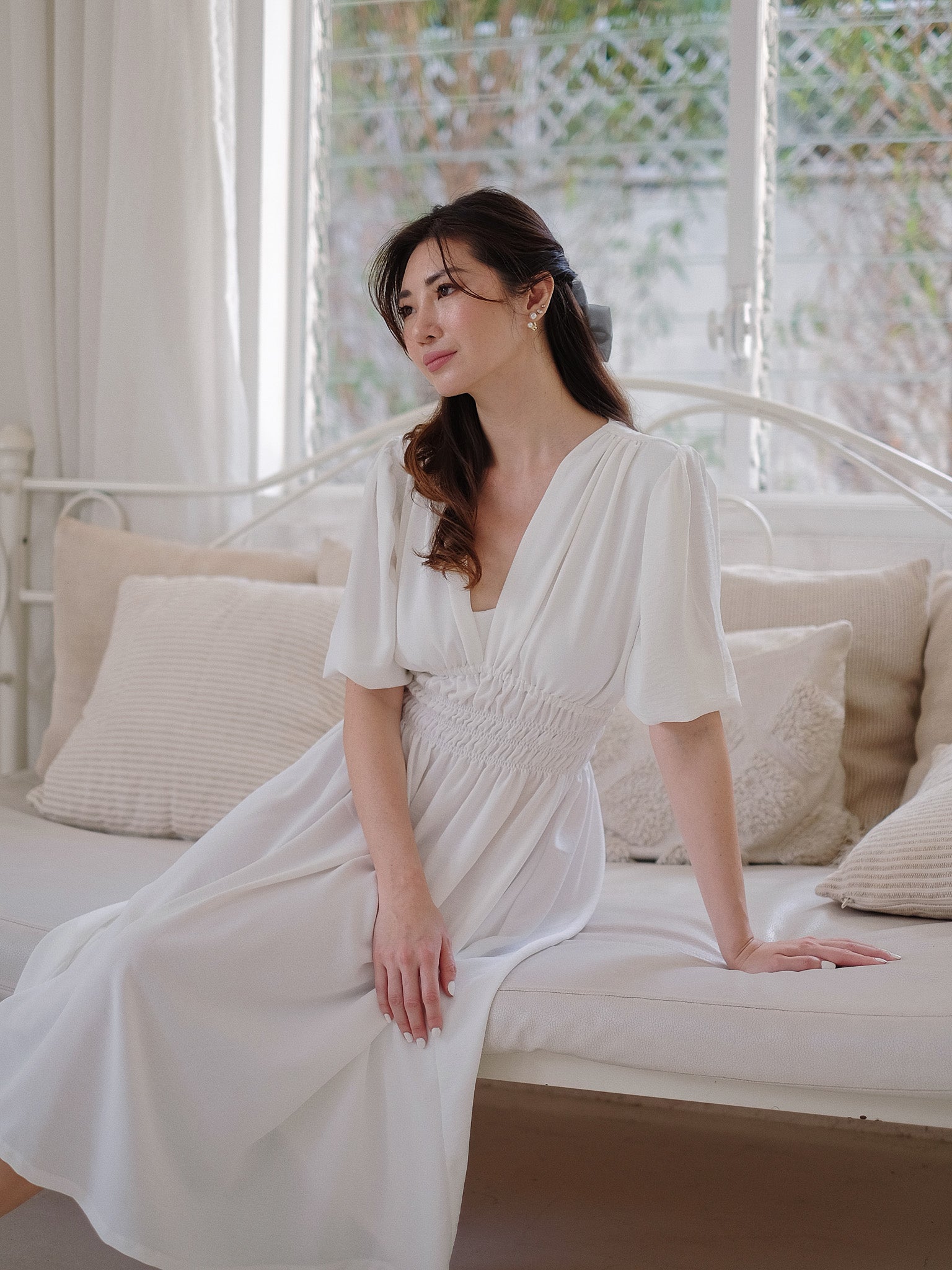 April midi dress - white