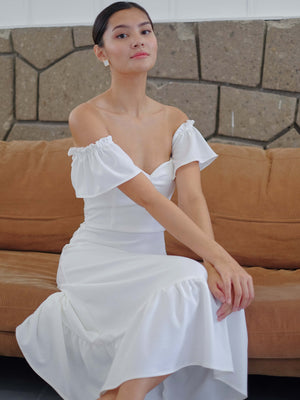 Avery Midi Dress - white dove