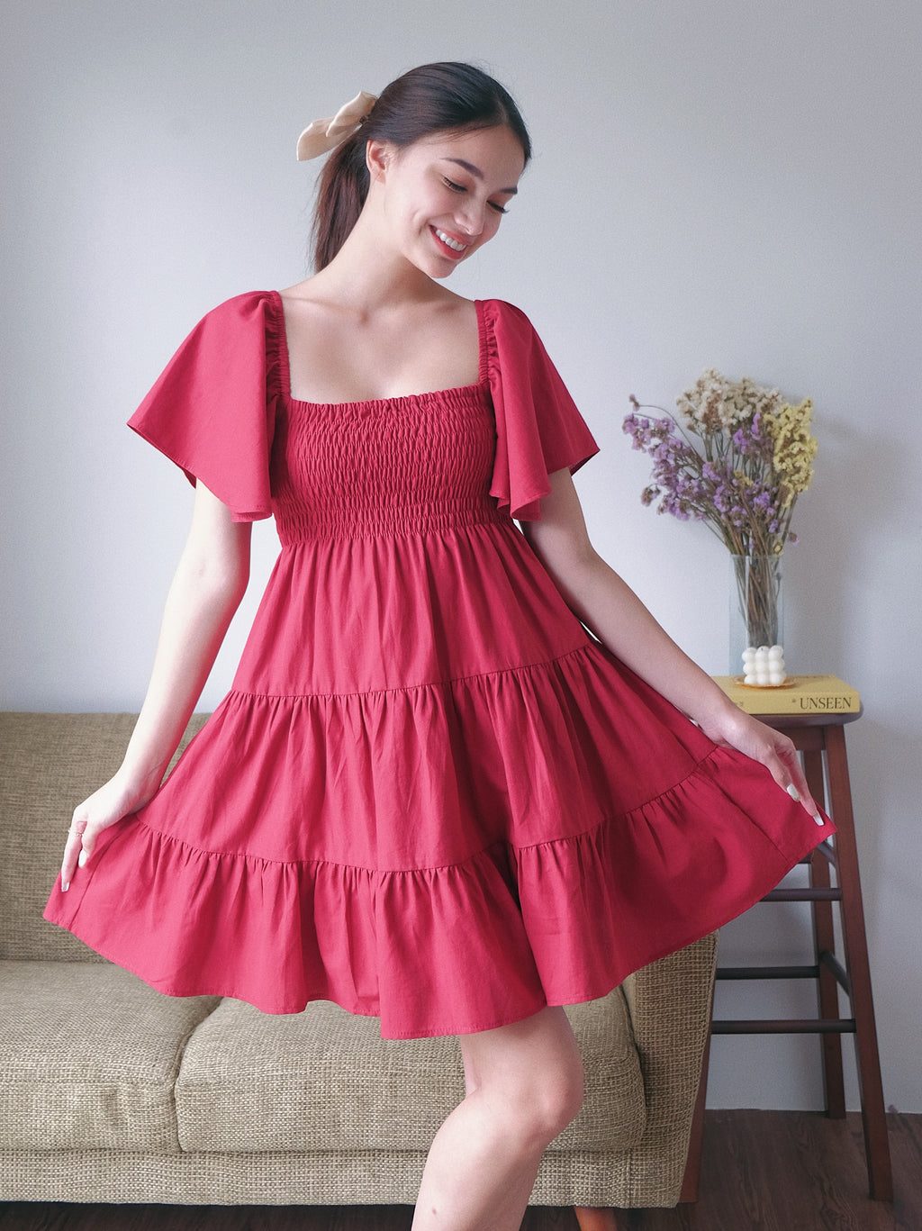 Isabelle mini dress - plain red