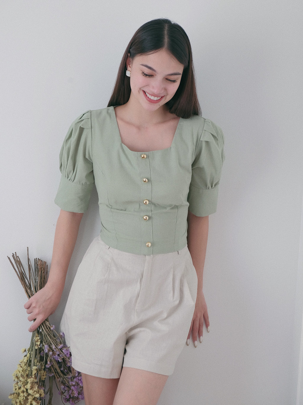 The Madeline top - pistachio