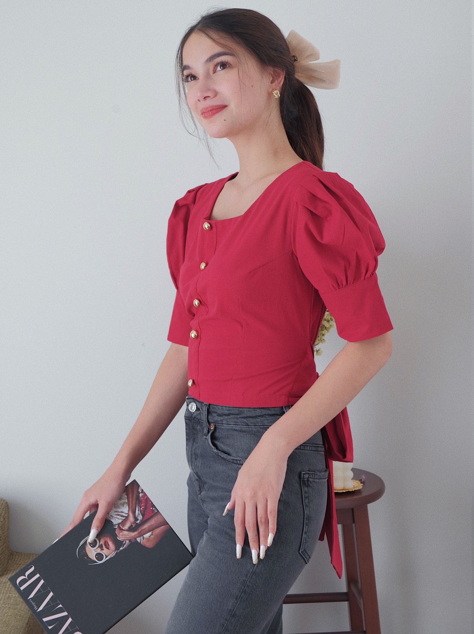 The Madeline top - berry red