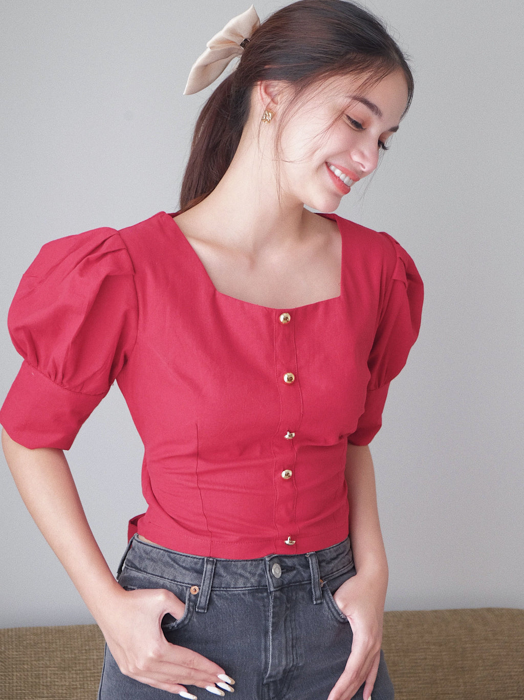 The Madeline top - berry red