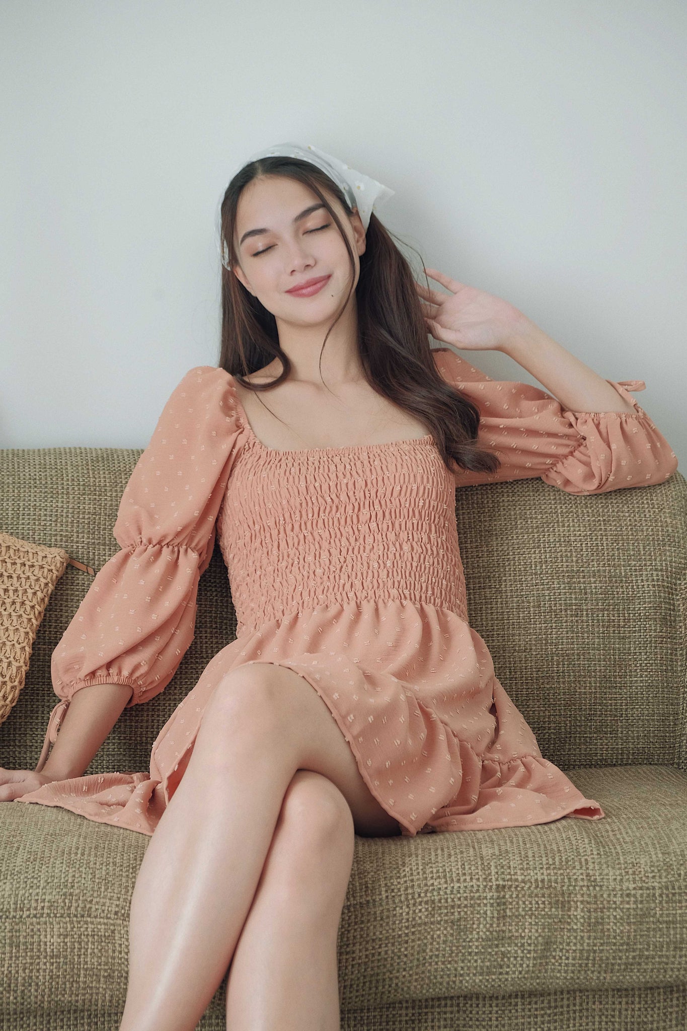 Ella Mini Dress - swiss dotted fawn