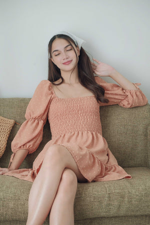 Ella Mini Dress - swiss dotted fawn
