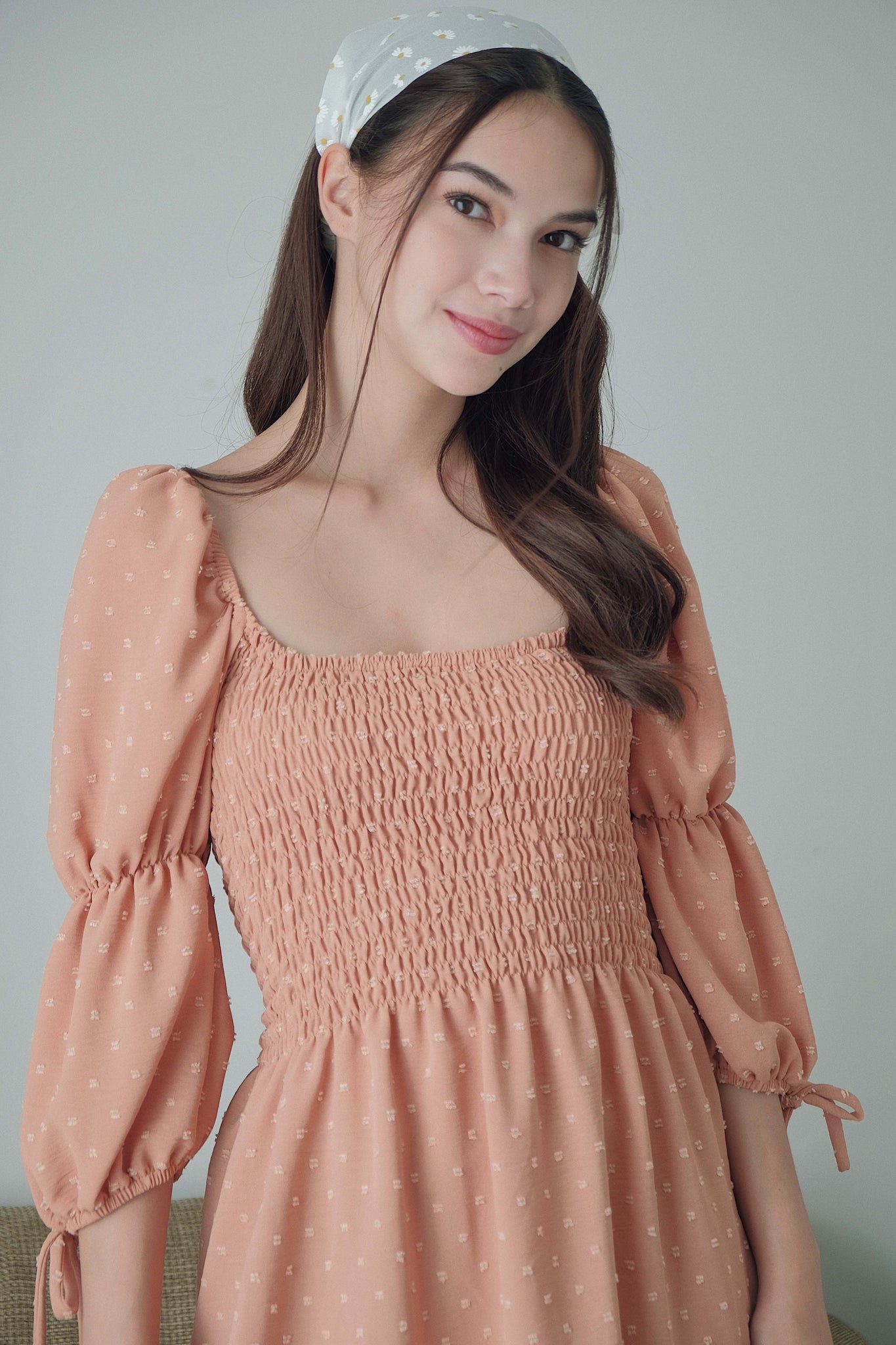 Ella Mini Dress - swiss dotted fawn
