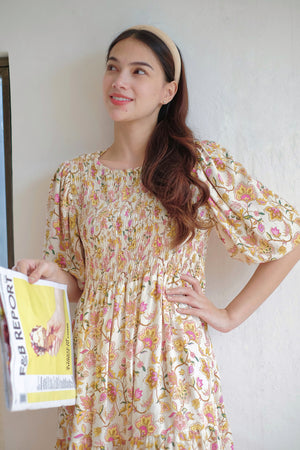 Laura mini dress - Cream floral