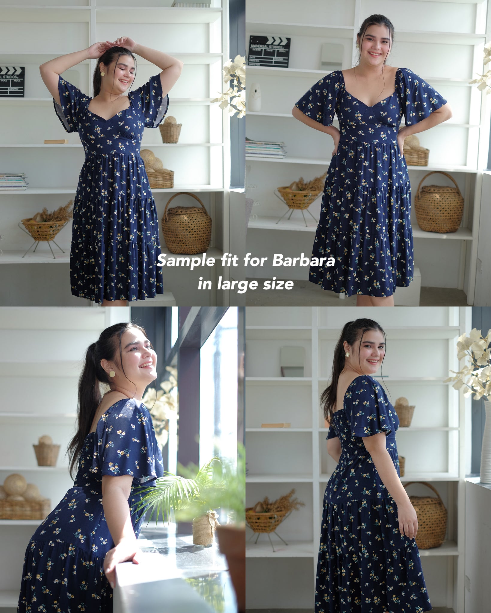Barbara Midi dress - black floral
